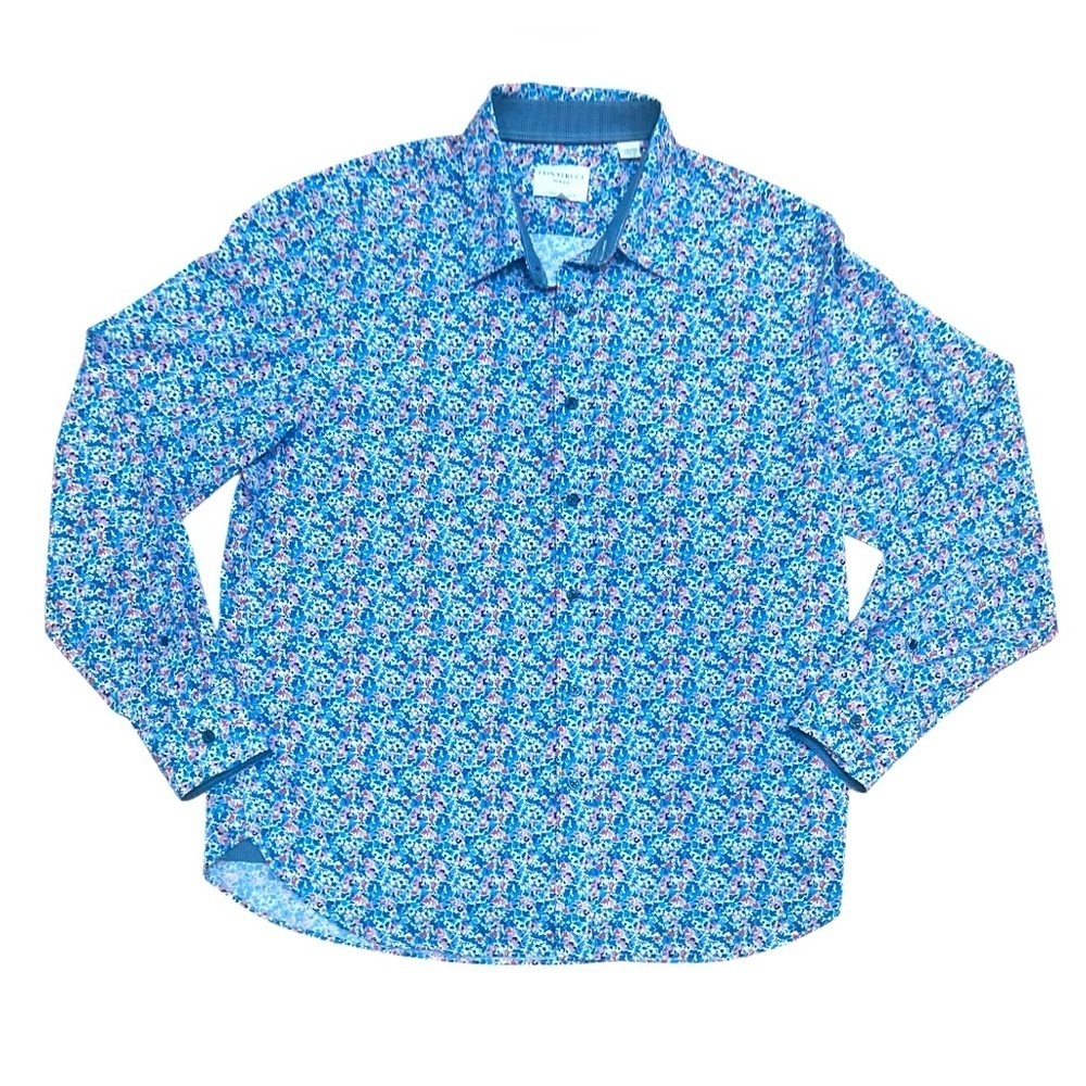 Stylish Blue Floral Button Down Shirt